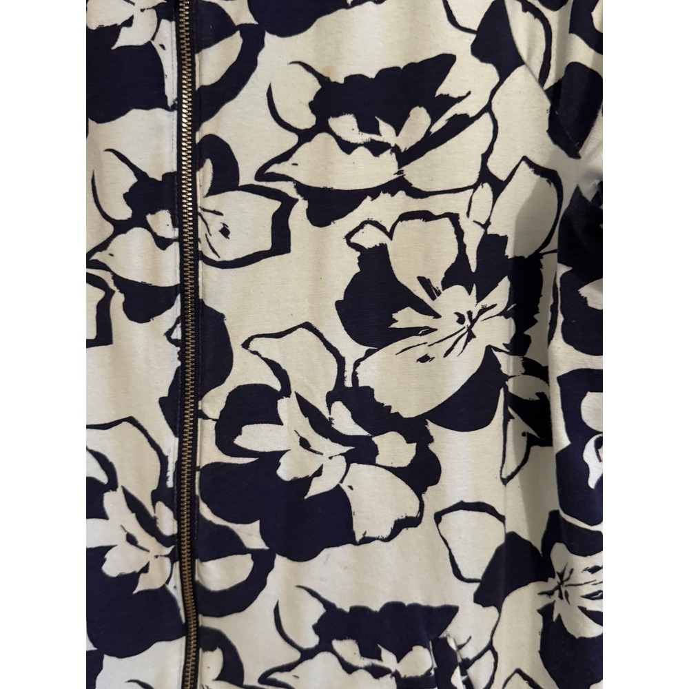 Chicos Weekends 1 Blue Floral Lightweight‎ Zip Up Jacket Size Meduim - Picture 2 of 6